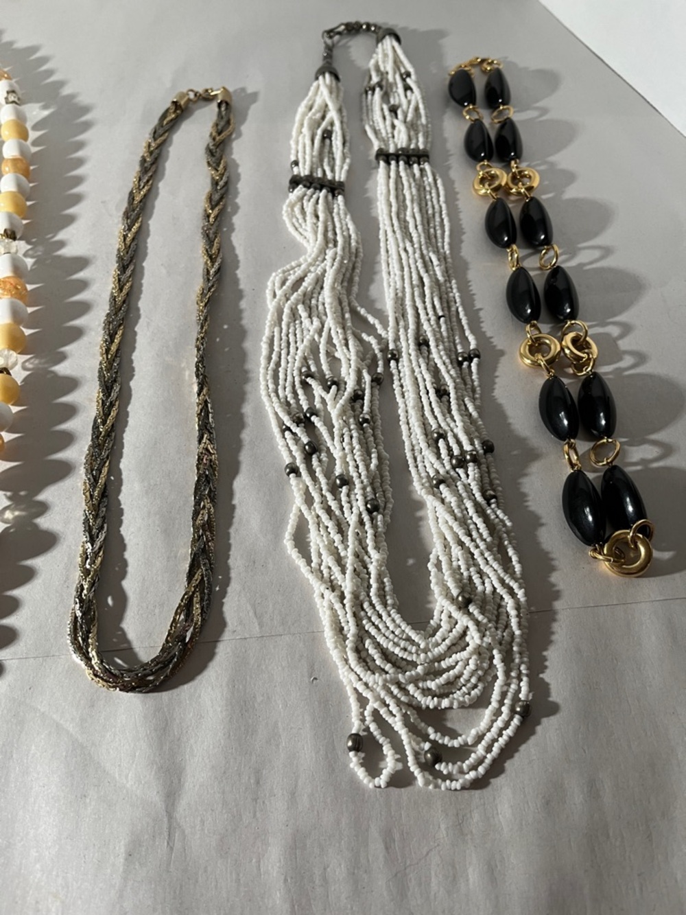 VTG beaded necklaces Bundle white, black, gold tone multi strand statement - Picture 6 of 8
